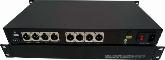 3 el audio del Pin XLR Banlanced al convertidor 1U de la fibra atormenta 8 canales