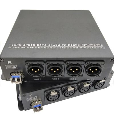 4Ch equilibró audio al convertidor de la fibra con el módulo de SFP del conector XLR
